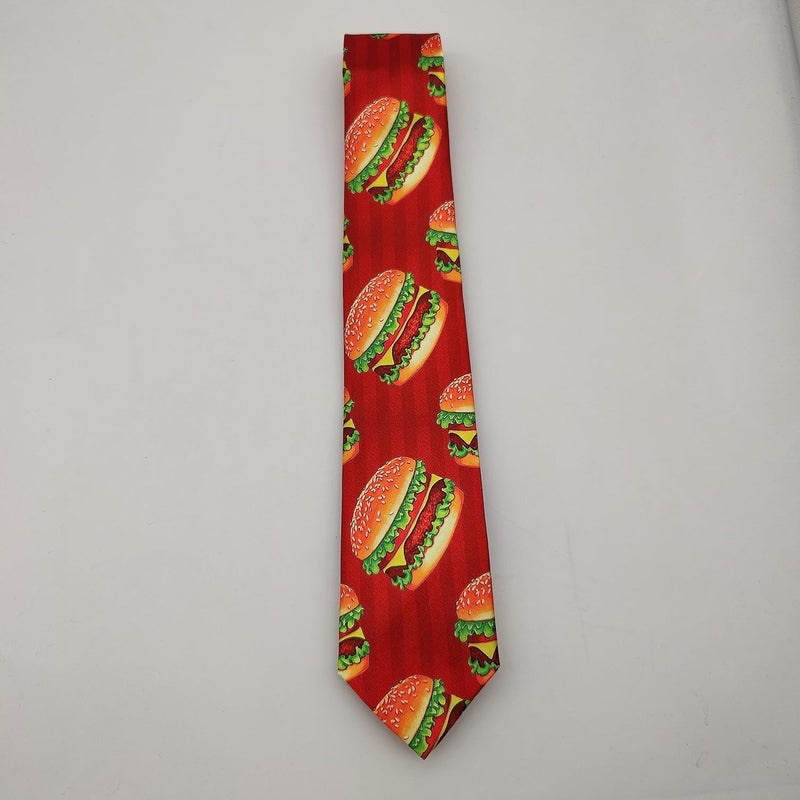 Giinly Hamburger Red Food Mens Ties Funny Long Neckties For Men Big And Tall, 61'' Xl Neck Tie - Image 2